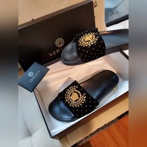 Versace Velvet and Crystal Slides